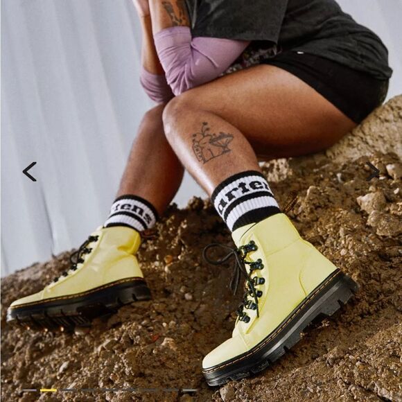 Dr. Martens Lemon Yellow Cyclone Nylon Combs Utility Boots - Picture 2 of 11
